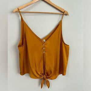 Women's Mustard Tie-Front Tank Top